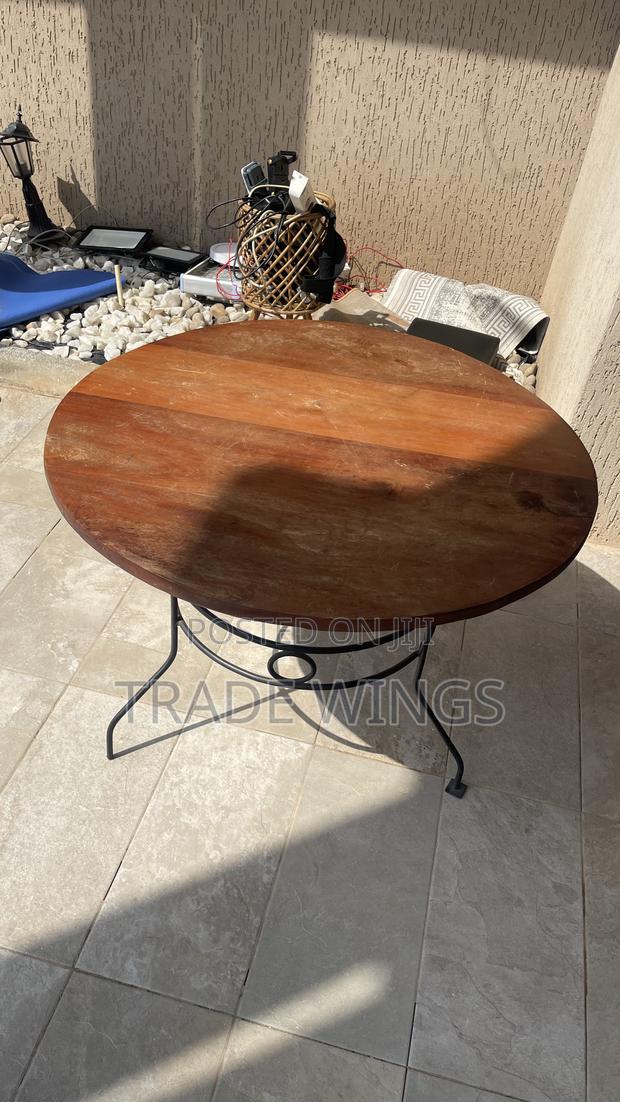 Large Brown Table With Metal Legs