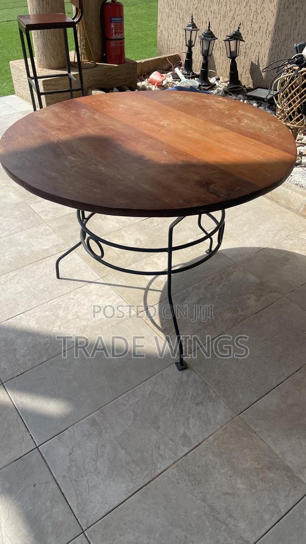 Large Brown Table With Metal Legs photo 3