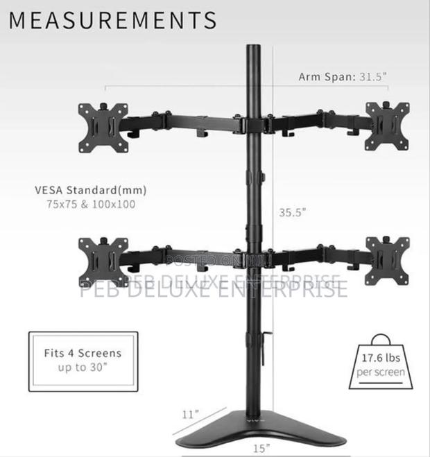 Putorsen Quad Monitor Stand,4 Monitor Mount For 13 To 32 Inch Screens · Photo 1