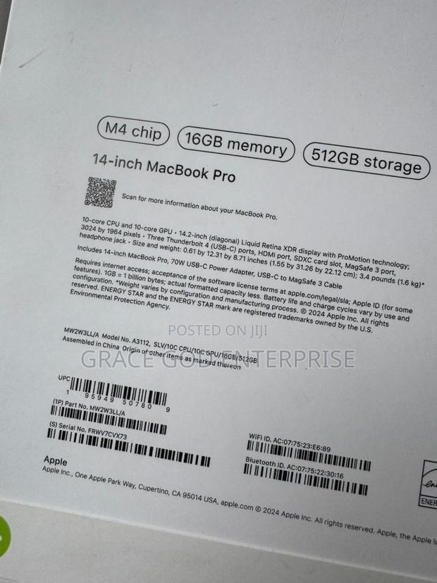 New Laptop Apple MacBook Pro 2024 M4 14-inch 16GB Apple M4 SSD 512GB photo 2