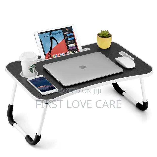 Laptop Table Black Color And White Stripes photo 4