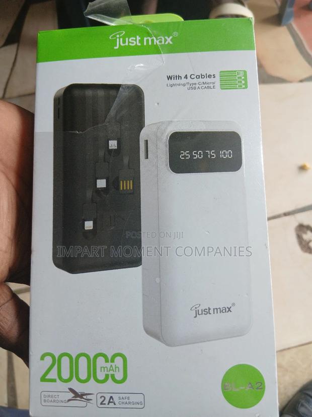 20, 000 Just Max Powerful Power Bank With 4 Cables