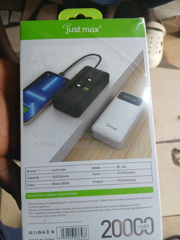 20, 000 Just Max Powerful Power Bank With 4 Cables