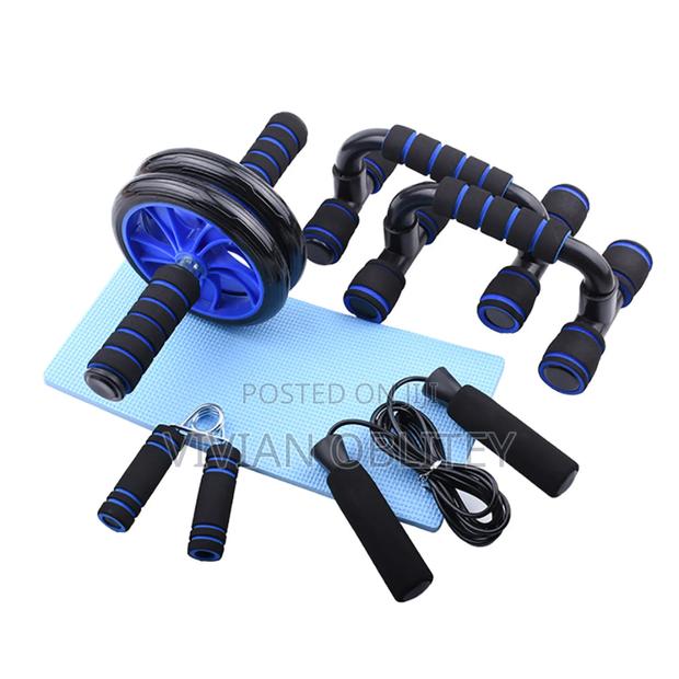 5 in 1 Push Up Stand Ab Roller Resistance Bands Equipment