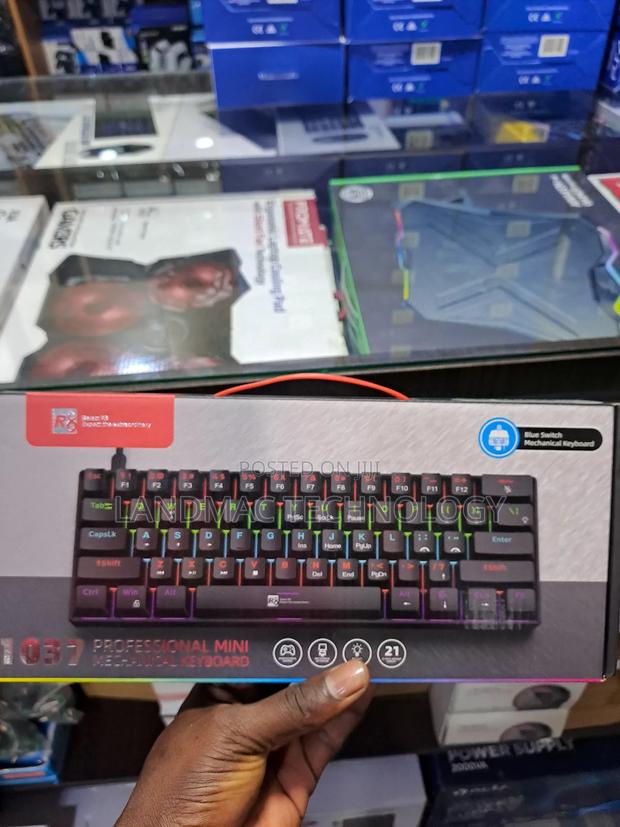 R8 Mechanical Keyboard 61-Key RGB Blue Switch Gaming Black