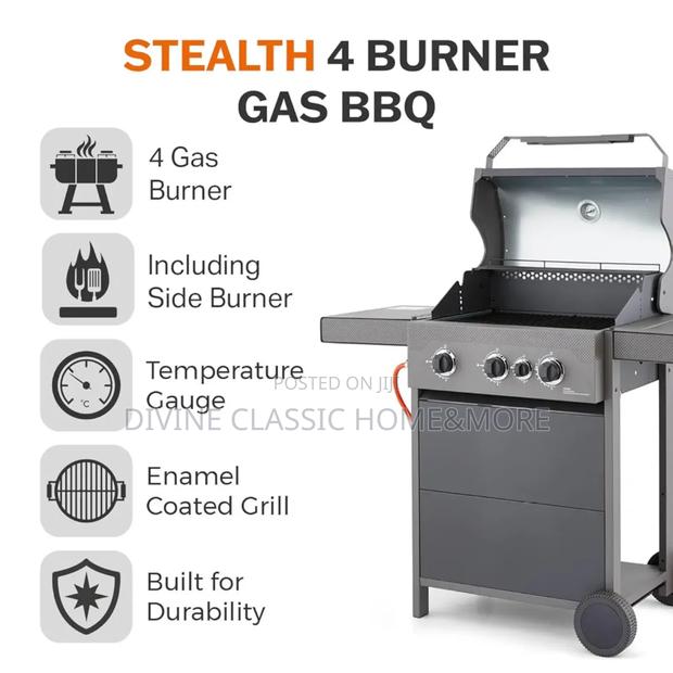 Tower Stealth 3000 4 Burner 3+1 Porcelain Gas Bbq+ Side Burner photo 2