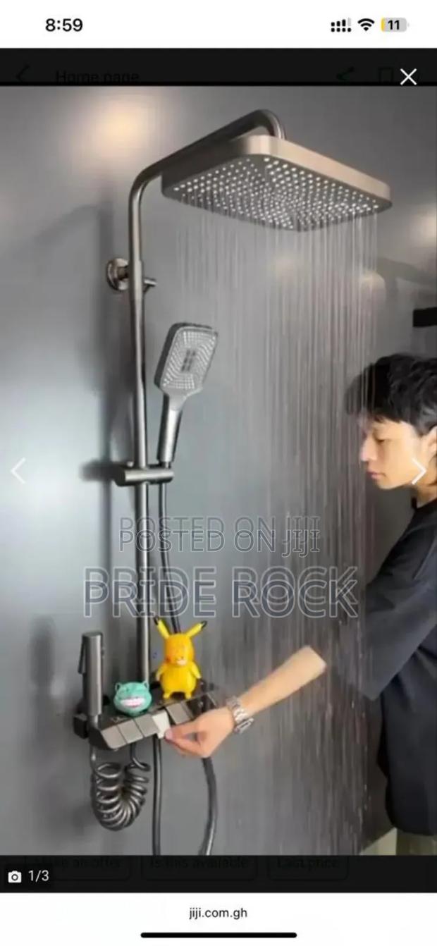 Shower Pole, Black With Thermostat photo 2