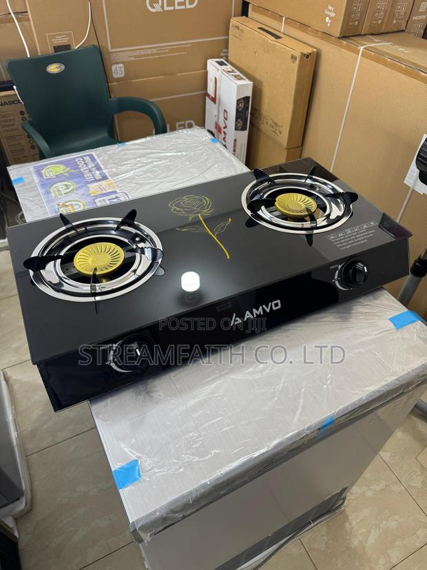 Amvo 2 Burner Table Very Beautiful Glass Gas Stove