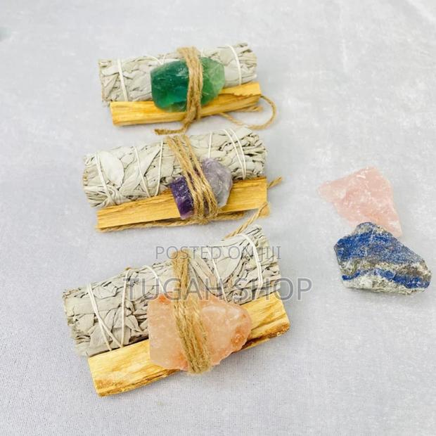 White Sage With Pato Santo And Crystals Bundle