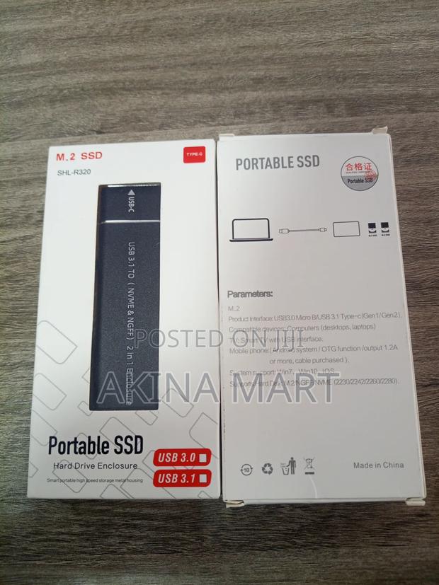 M.2 Portable SSD Hard Drive Enclosure 2in1