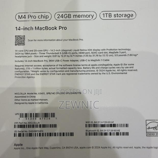 New Laptop Apple MacBook Pro 2024 M4 14-Inch 24GB Apple M4 Pro SSD 1T · Photo 4