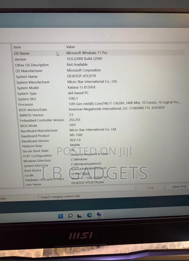 Laptop MSI Katana 15 16GB Intel Core I7 SSD 1T photo 4