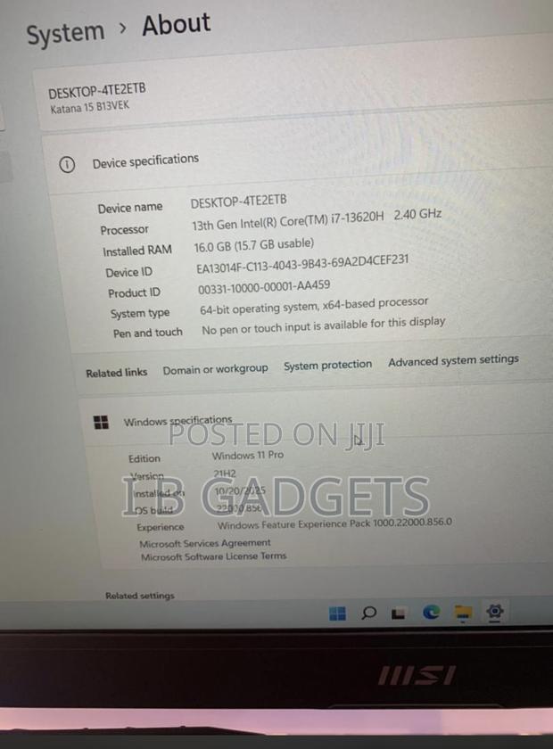 Laptop MSI Katana 15 16GB Intel Core I7 SSD 1T photo 7