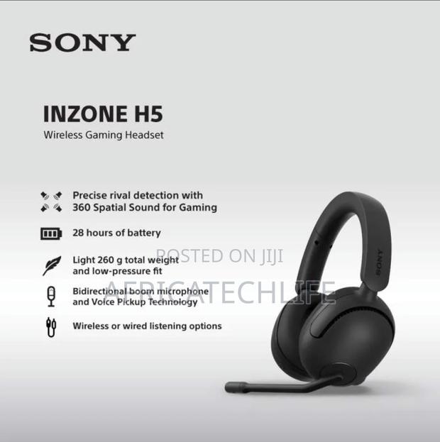 Sony Inzone H5 Wireless Gaming Headset, Ps5 Pc (Black), 360 Sound · Photo 1