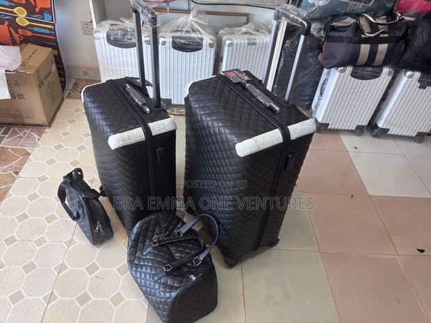 4-in-1 Quilted Leather Travel Luggage Set (Black) photo 2
