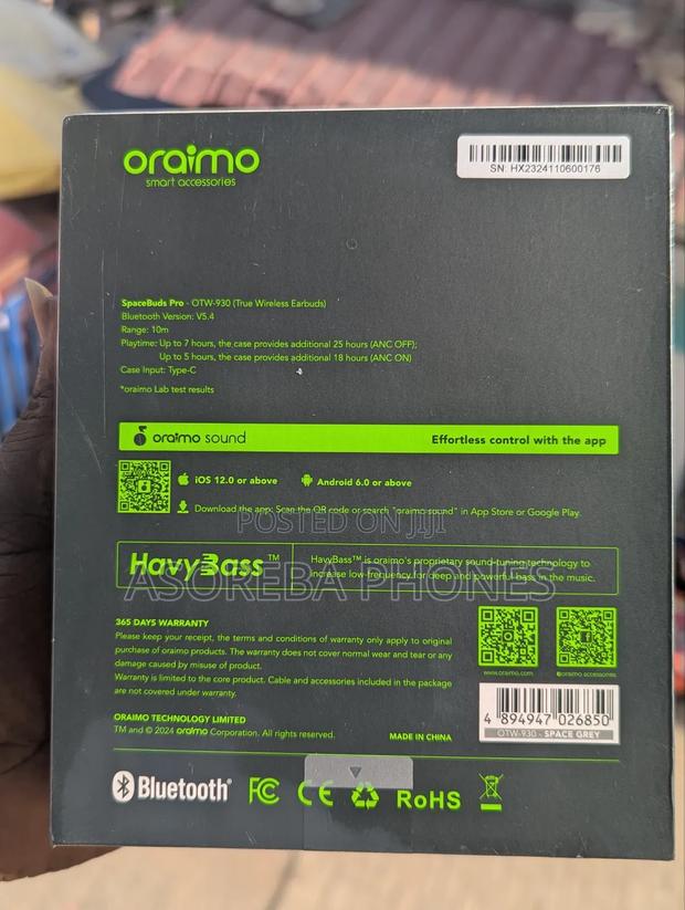 Oraimo Spacebuds Pro Premium 50db Hybrid Anc True Wireless Earbuds photo 2