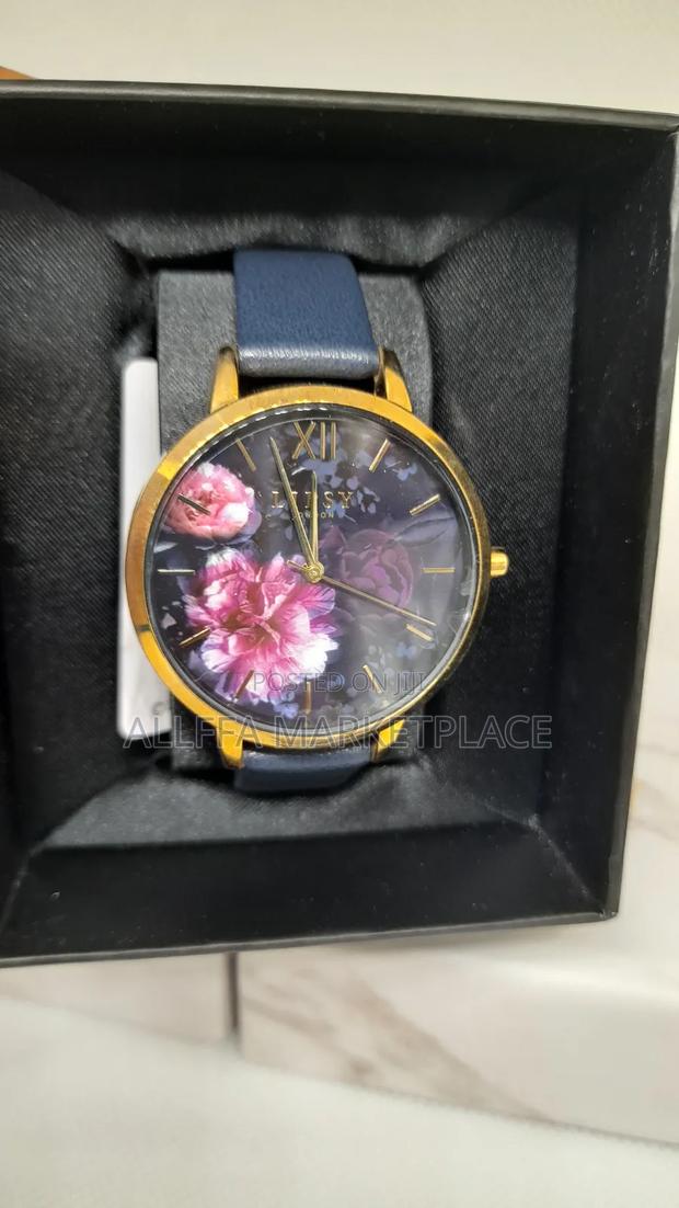 Lipsy Floral Dial Navy Leather Strap Watch · Photo 2