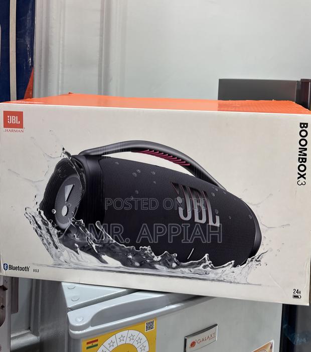New JBL Boombox 3 Black Portable Bluetooth Speaker With Massive Sound.