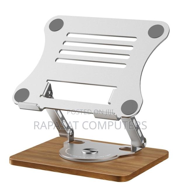 Laptop Stand Metal and Wooden Base (Adjustable and 360 Rotating)J19s · Photo 2