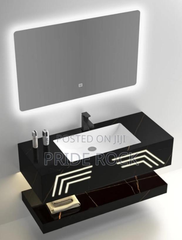 Black Vanity Basin, Cabinet Basin With Led Mirror