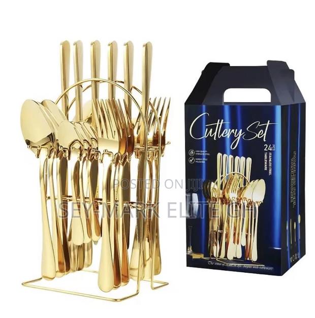 24pcs Cutlery Set Gold Silver · Photo 4