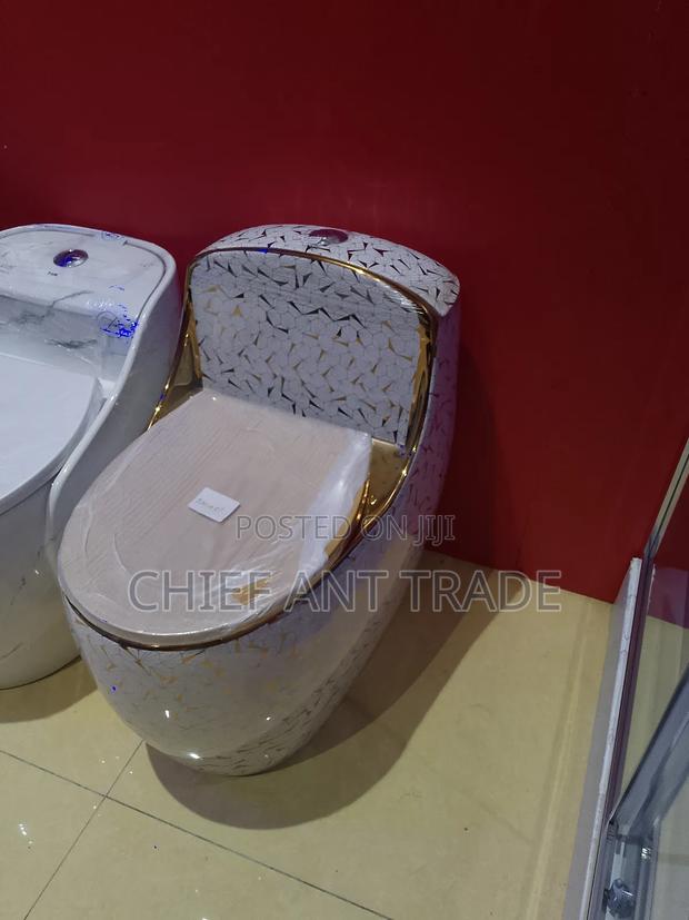 Designer Toilet Seat Wc White and Gold · Photo 4