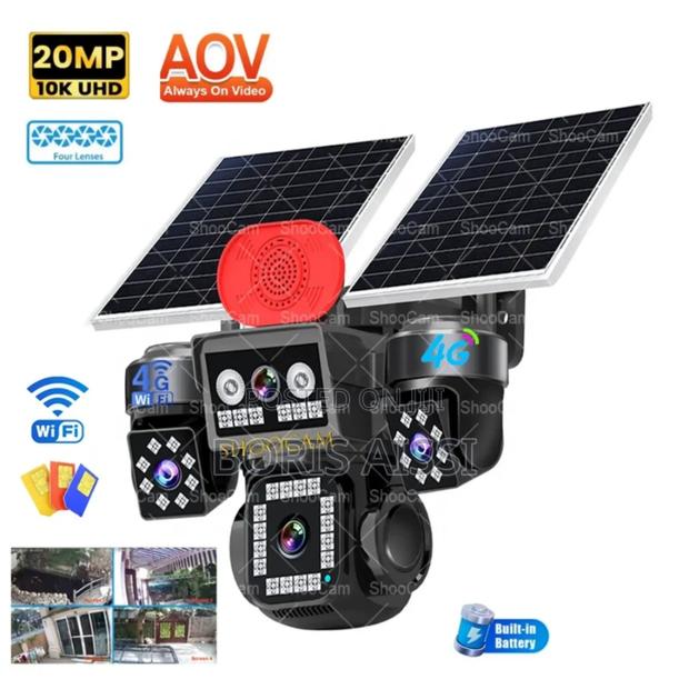 V380 Pro 3 Lens 4g Solar Smart Alarm Security PTZ CCTV 2ways Audio