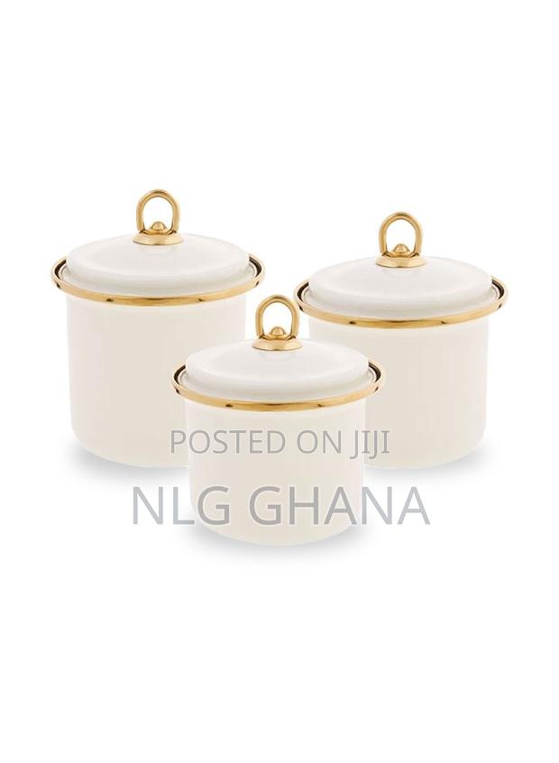 3 PCS Retro Cream Enamel Storage Container. Kar1160