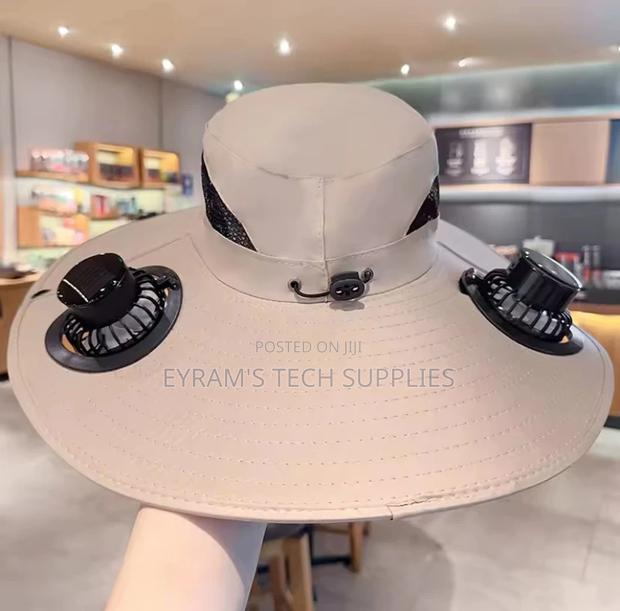 Wide Brim Solar Fan Hat Sun Protection 2 Fan (Solar Usb) Outdoor Beach photo 5