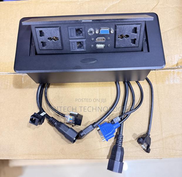 Universal Popup Round Edge Tabletop Desk Power Socket · Photo 4