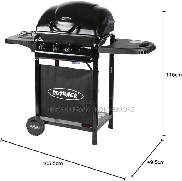 2 Burner Outback Omega 250 Gas Barbecue + Side Burner – Black photo 4
