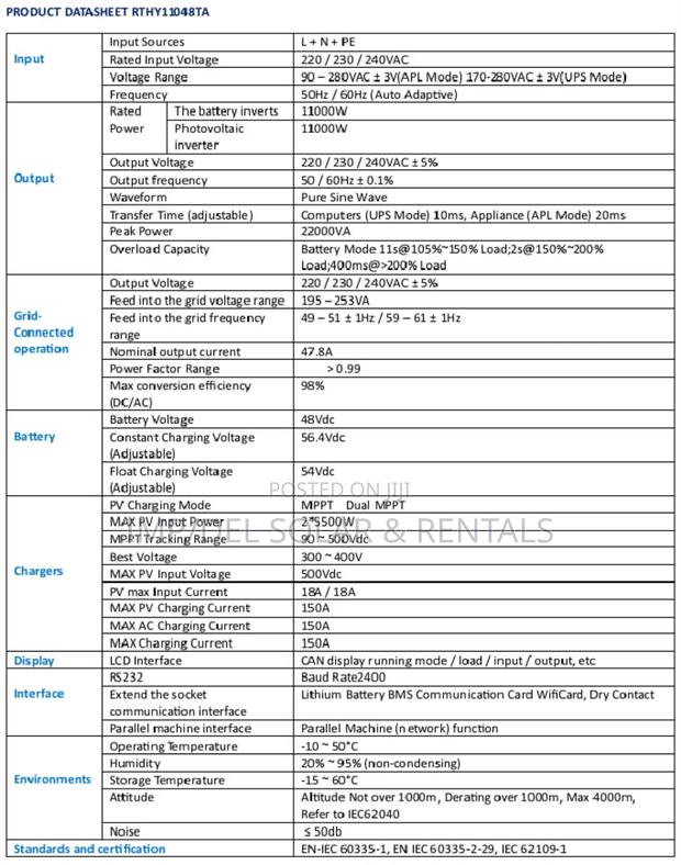 48v 11kw Solar Inverter Super Efficiency Hybrid photo 3