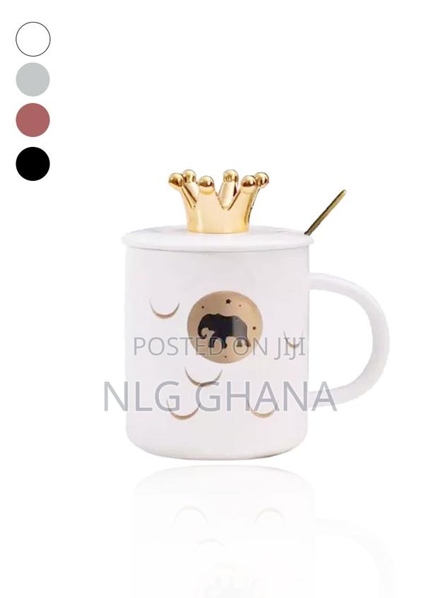 450ml Elephant Ceramic Mug With Ceramic Lid Spoon.