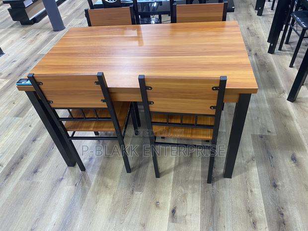Wood Color Wooden Dining Table With 4chairs · Photo 3