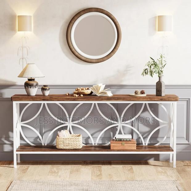 Console Table ( Walnut/White) photo 2