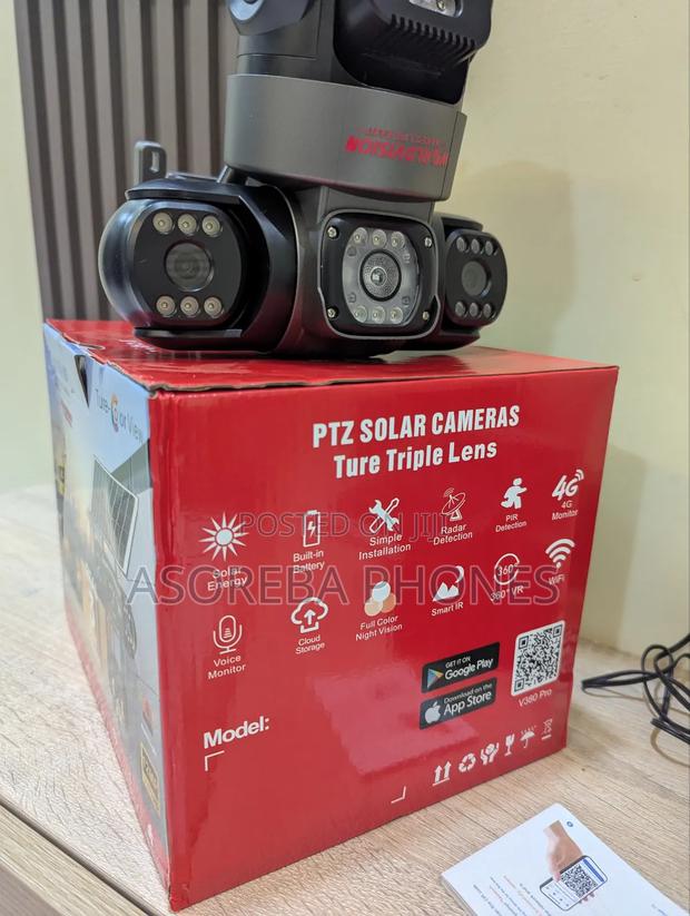 3 Lens 4g Solar Powered PTZ Smart CCTV Camera V380 Pro photo 2