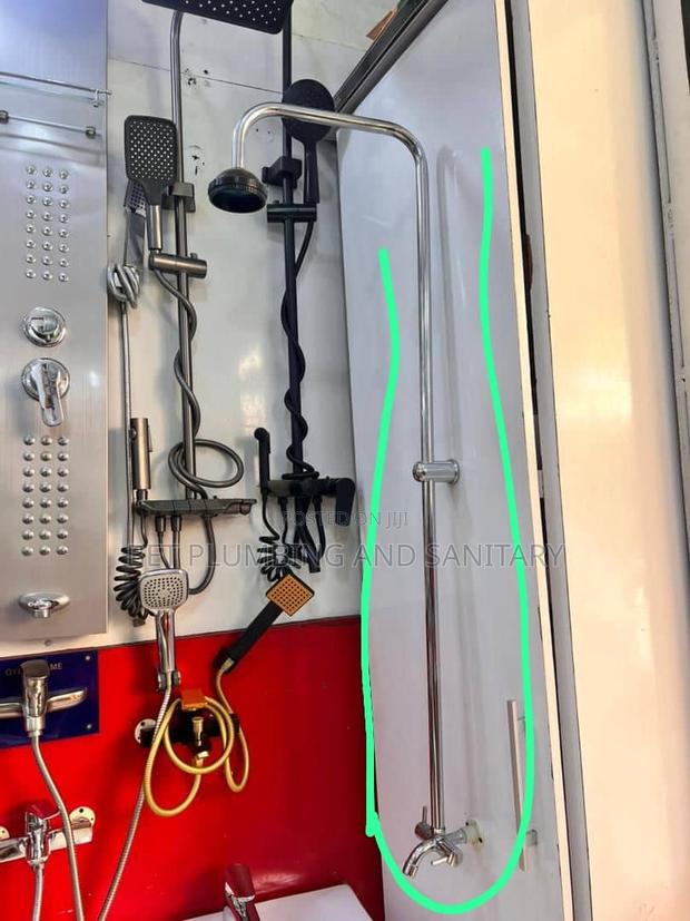Long Pole With Black Shower Head_2in1 Stainless Bathroom Shower · Photo 2
