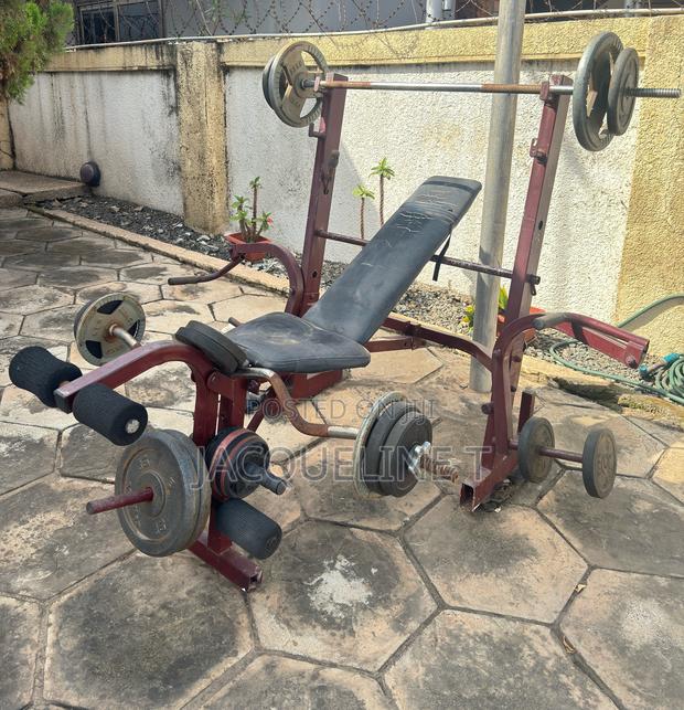 Bench Set With Curl Bar, Bench Press Bar Free Weights (64kg Total)