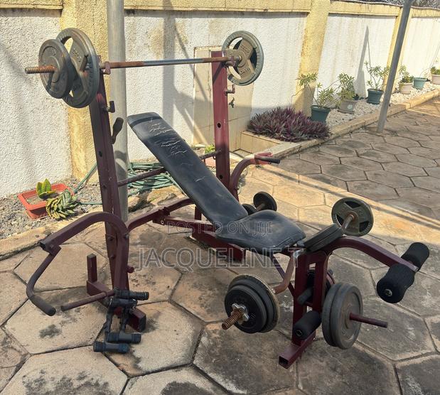 Bench Set With Curl Bar, Bench Press Bar Free Weights (64kg Total) photo 6