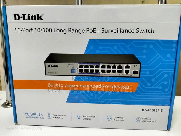 D-Link 16-Port 10/100 Long Range Poe+ Surveillance Switch Des-F1016p-E · Photo 4