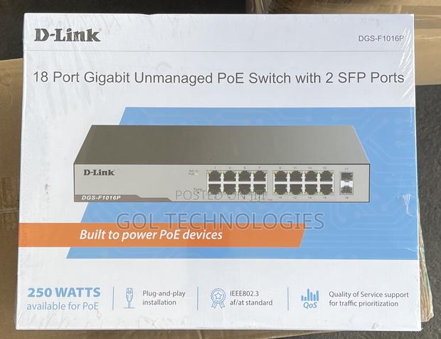 Dlink DGS-F1016p 16-Port Gigabit Unmanaged Poe Switch With 2 SFP Ports · Photo 3