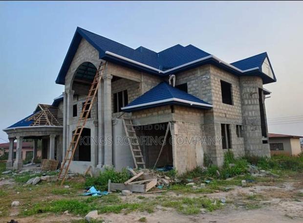 Blue-Black Colored Euro Roofing Tiles Project