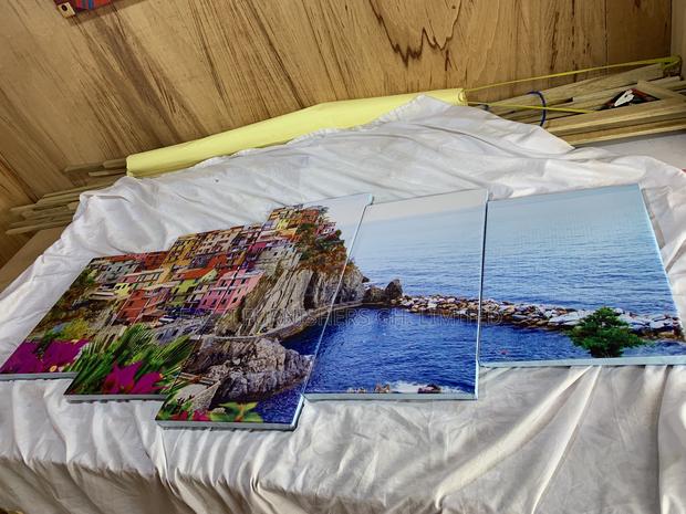 3d Wall Arts 5 Panels Santorini Buildings Frames