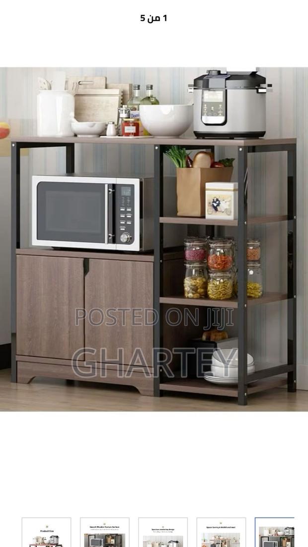 Modern Industrial Kitchen Storage Rack With Microwave Stand Cabinet · Photo 4