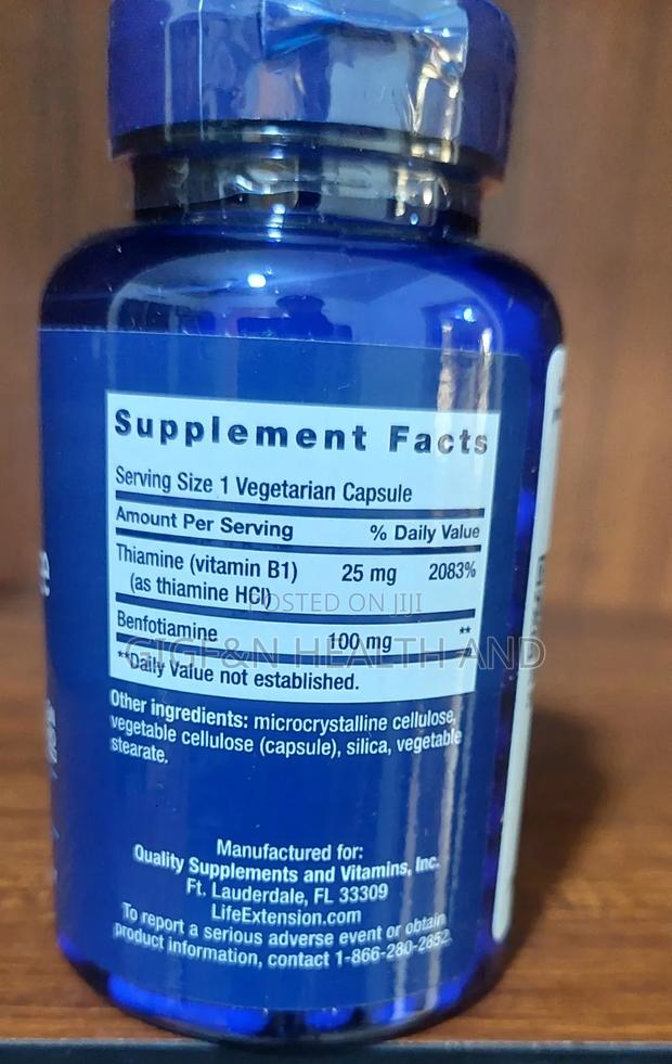 Life Extensions, Benfotiamine B1 100mg, Fat and Water Soluble(Glucose) photo 2