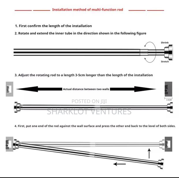 Medium Size Bathroom Rod 110-200cm photo 3