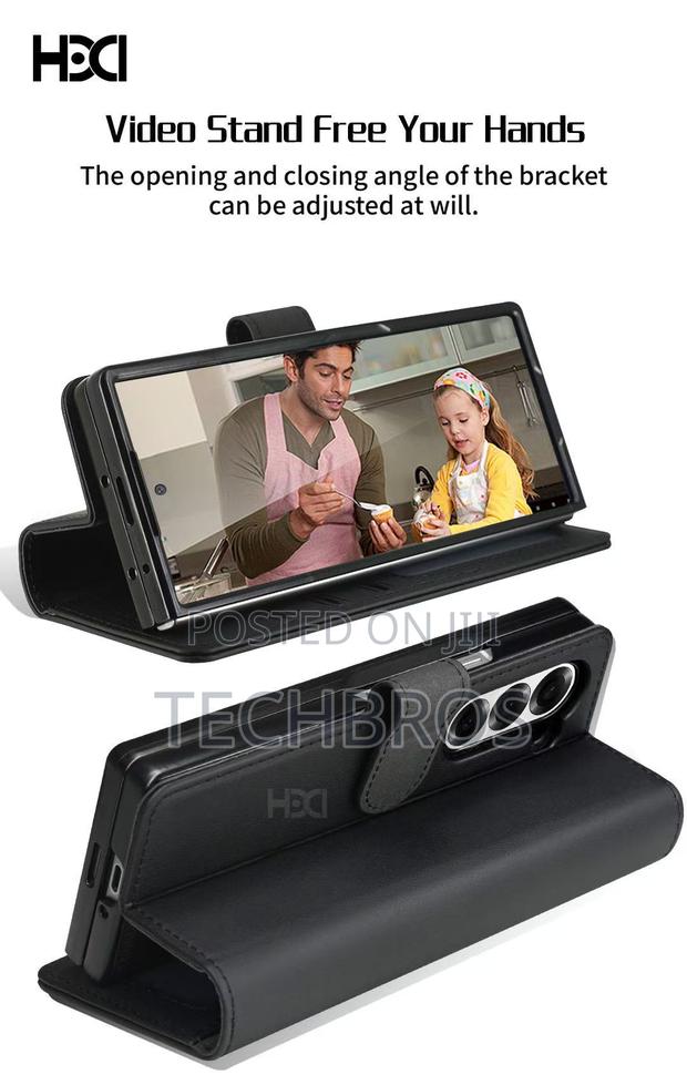 Galaxy Fold 7 Leather Case With Protector And Wireless Charging