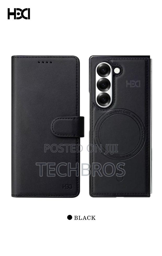 Galaxy Fold 6 Leather Case With Protector And Wireless Charging
