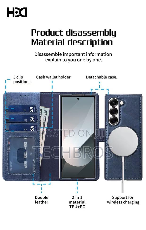 Galaxy Fold 6 Leather Case With Protector And Wireless Charging photo 6