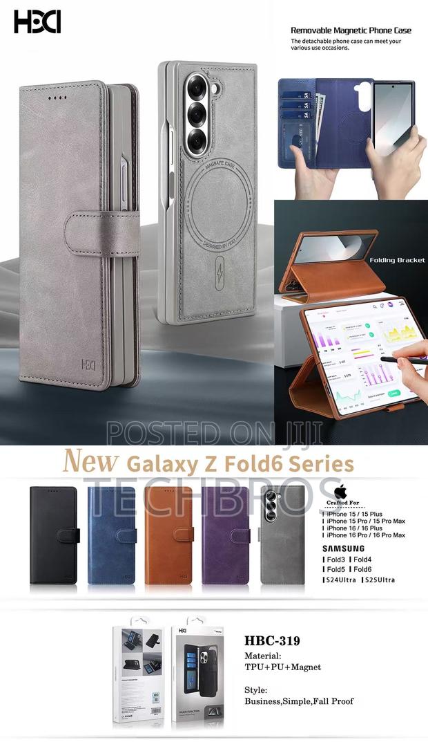 Galaxy Fold 6 Leather Case With Protector And Wireless Charging photo 3